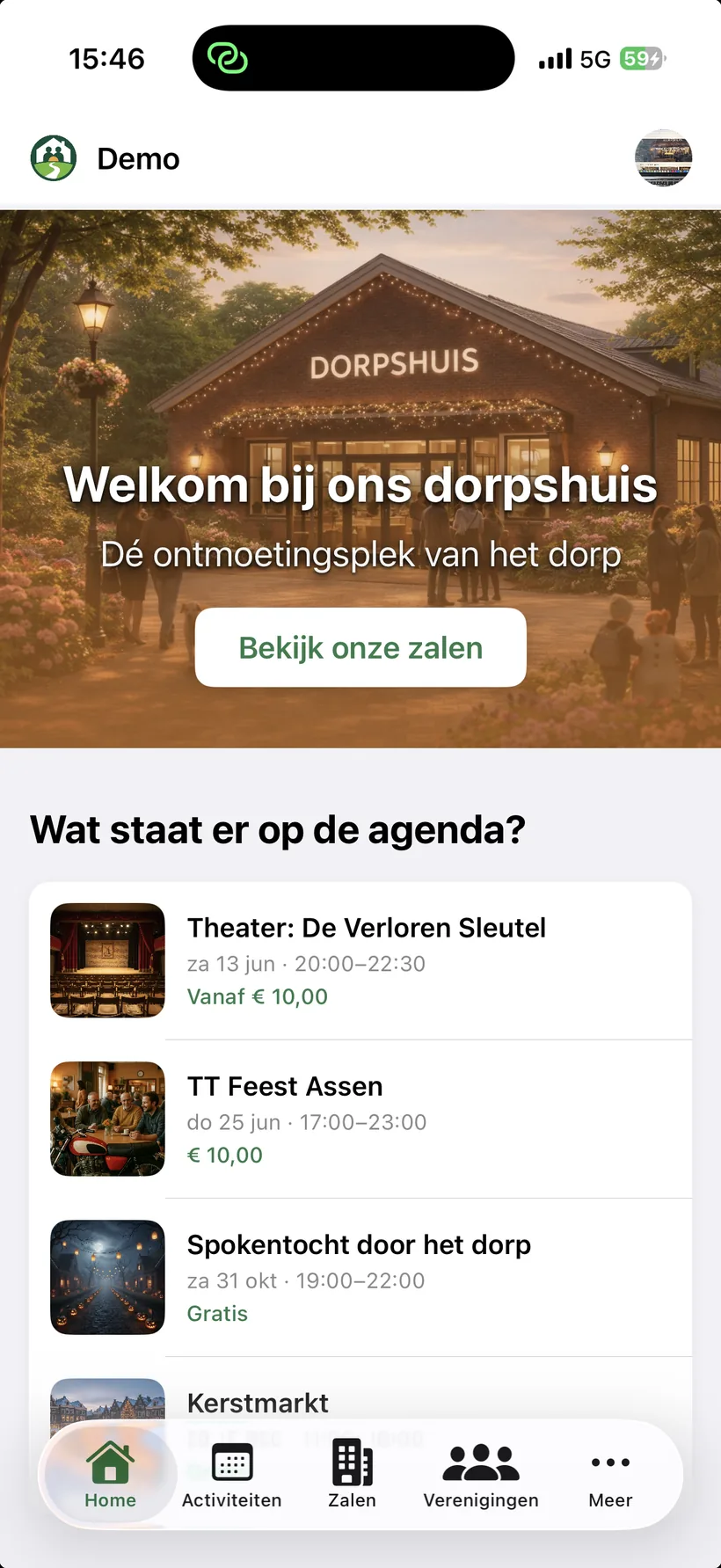 Home in de app