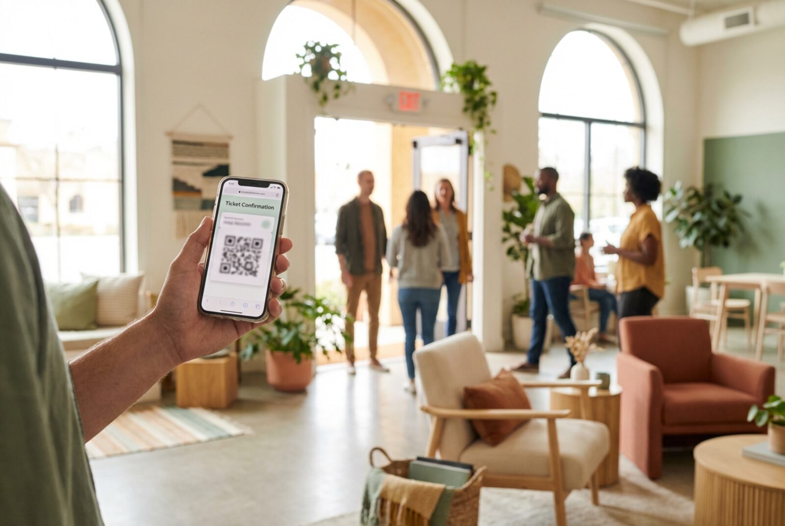 Smartphone met QR-ticket en losse tickets