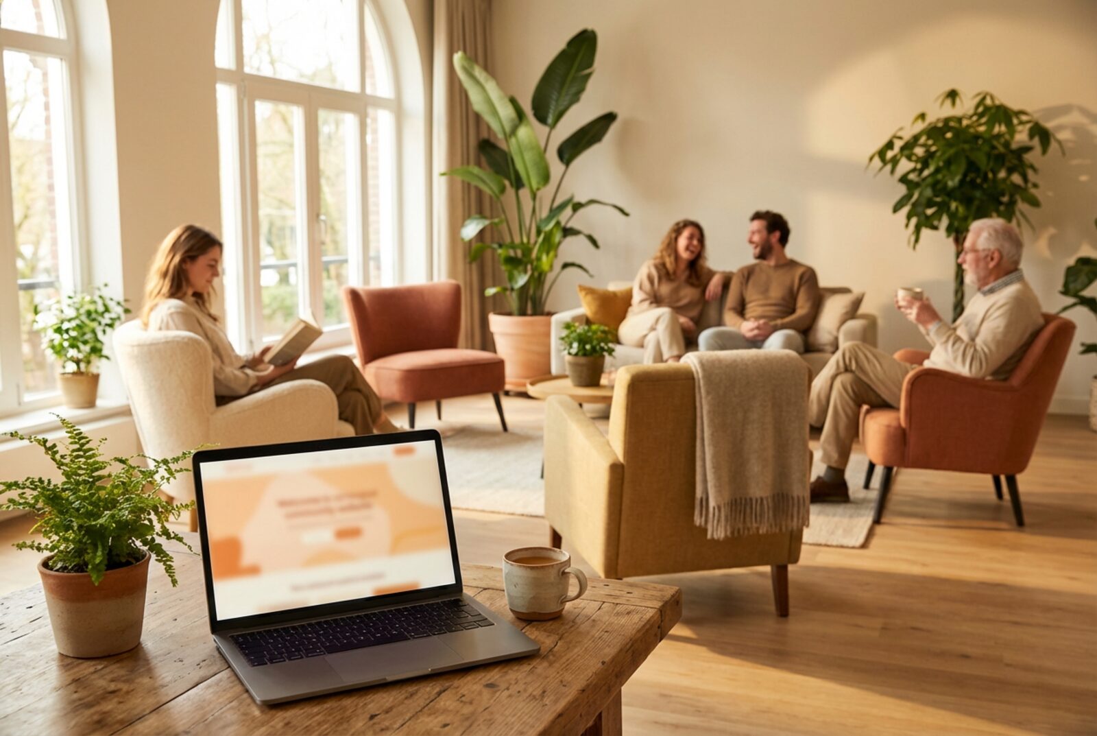 Laptop met community center website mockup